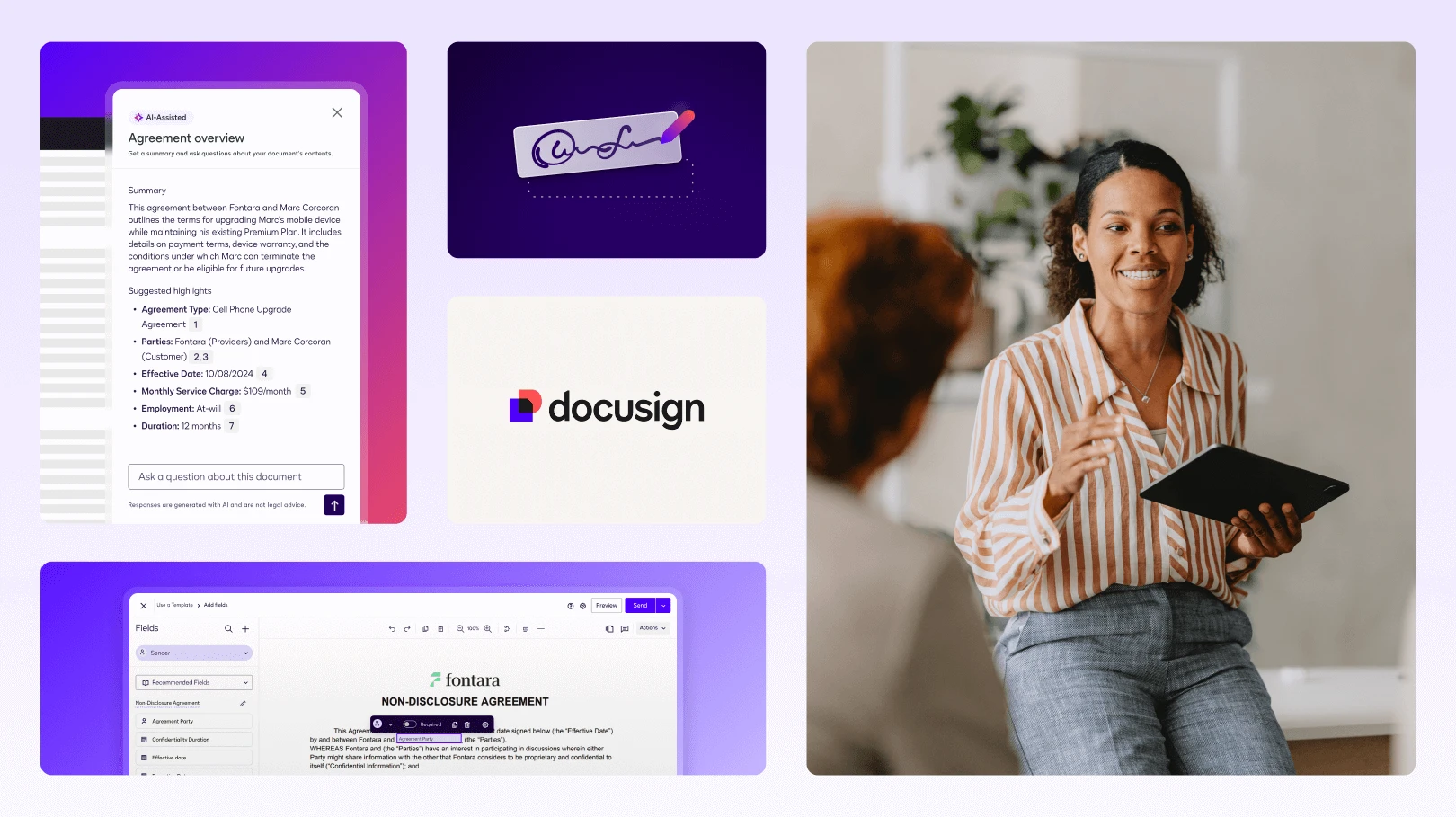Interfaces DocuSign de signature électronique et d’analyse d’un accord