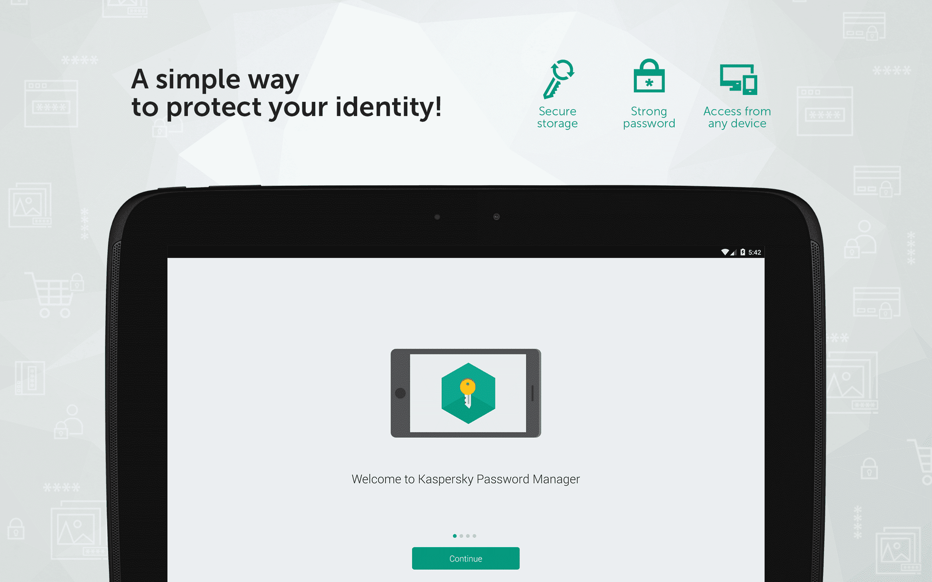 Interface Kaspersky Password Manager avec coffre et catégories