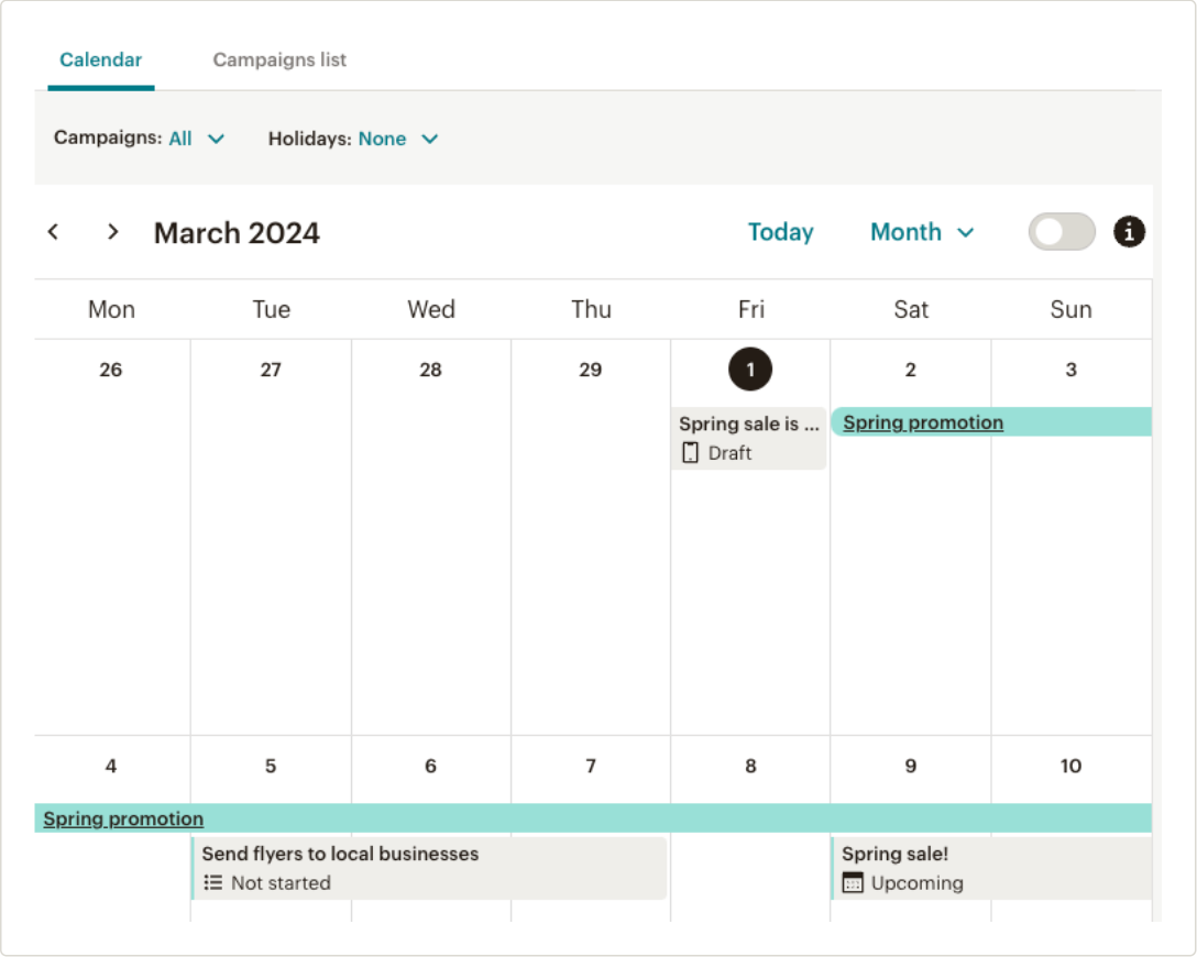 Capture officielle du Campaign Manager de Mailchimp