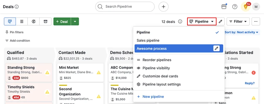 Pipeline commercial Pipedrive
