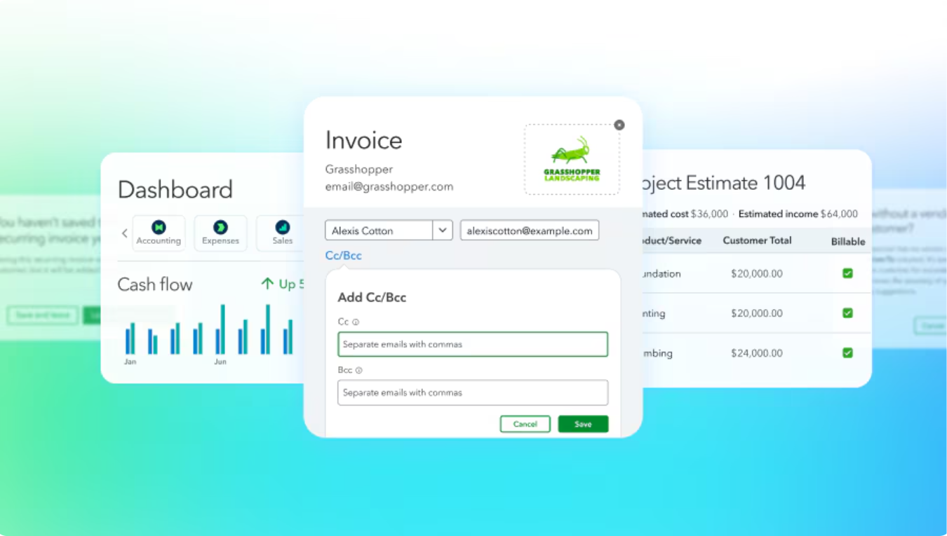 Capture officielle de la nouvelle interface QuickBooks Online