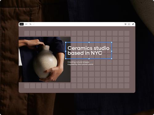 Interface de l’éditeur Fluid Engine Squarespace avec bloc de texte sélectionné