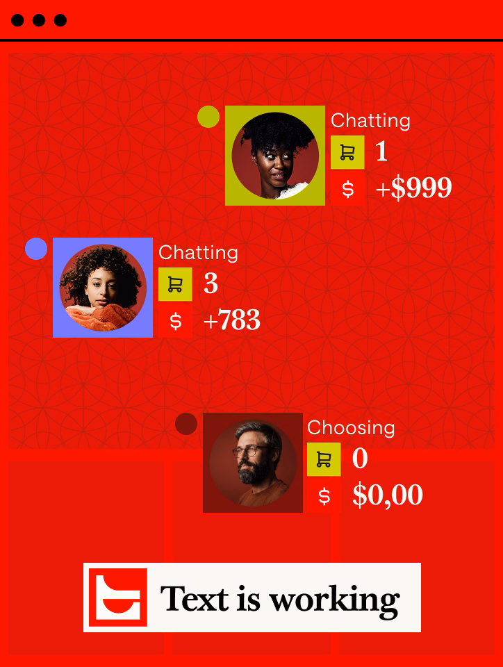 Interface Text affichant le suivi en temps réel des conversations clients